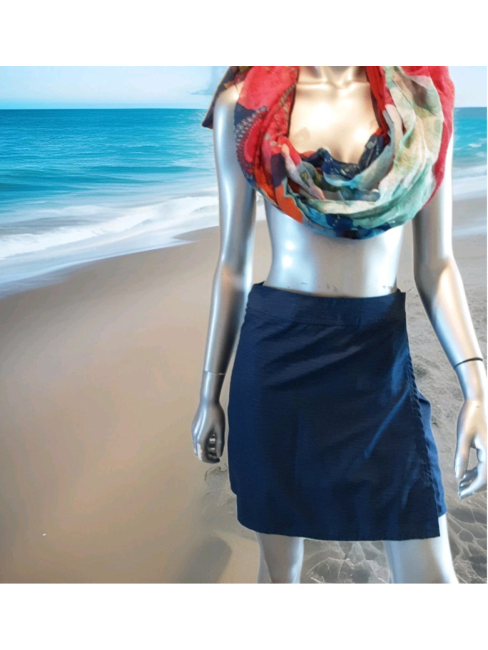 RIPSKIRT-Hawai-Sz XS Skirt Length 1 Mini-Wrap-Deep Ocean Blue-Beach Travel Fun